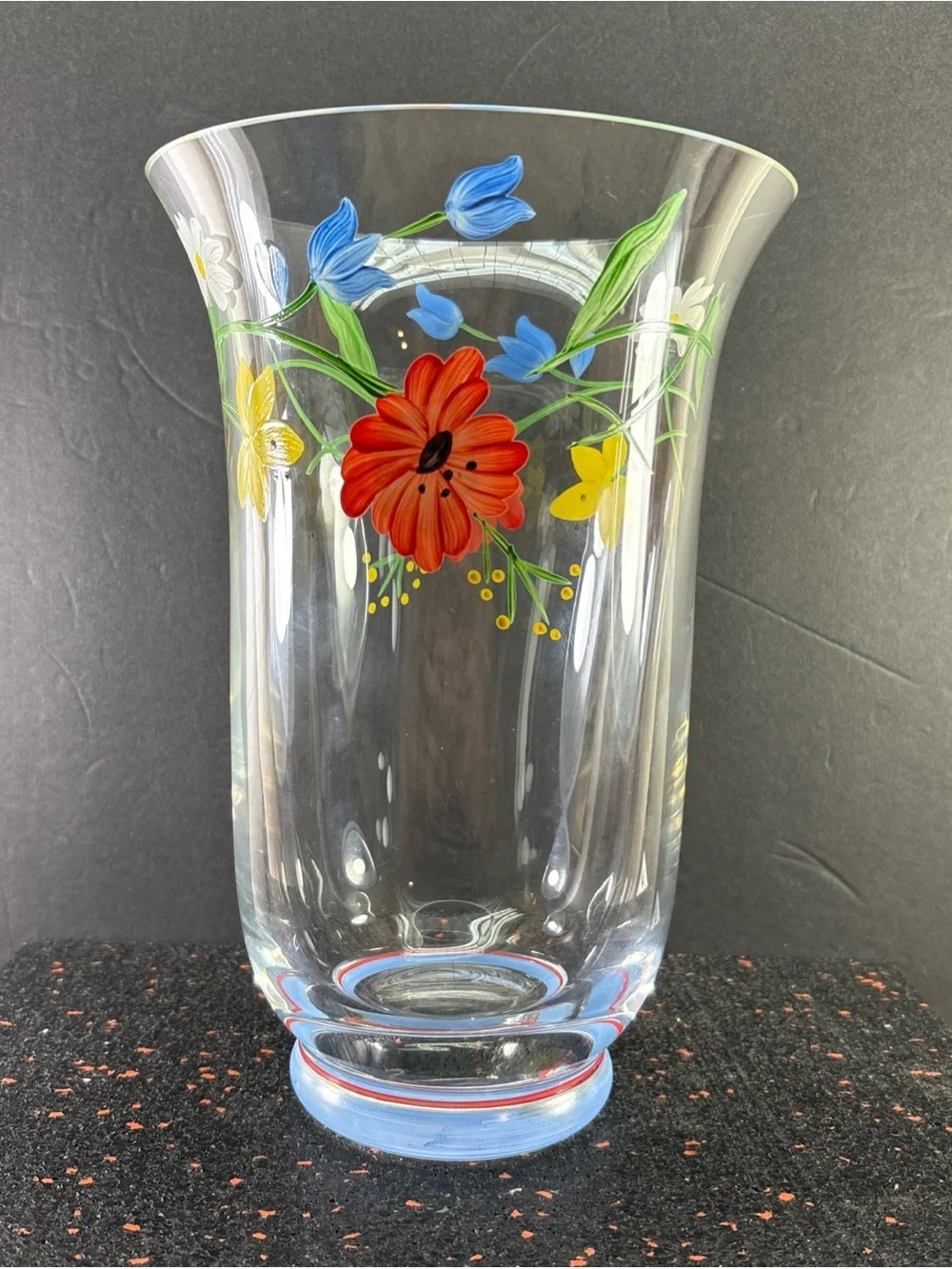 Vintage ROYAL DANUBE Hand Painted Colorful Flowers Design Crystal Vase  9